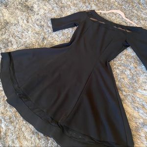 Off the shoulder fit and flare black dress